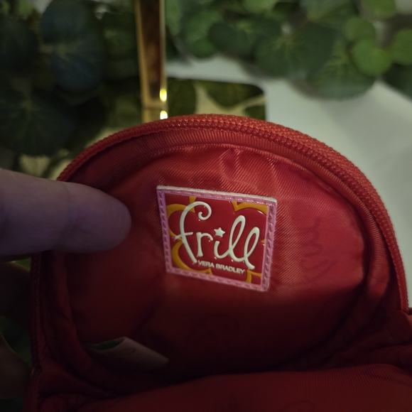 Vera Bradley Frill Floral Coin Purse Mini Pouch Red Scalloped Zip Case - Picture 5 of 7